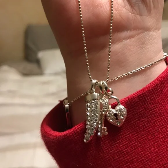 Charm Necklace - Claw, Key, Heart Lock - Silver Tone, New - Picture 4 of 4